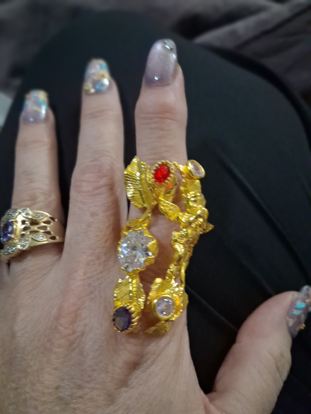 Avant-Garde Turkish Style 24K Gold Plated Cherub Shield Ring